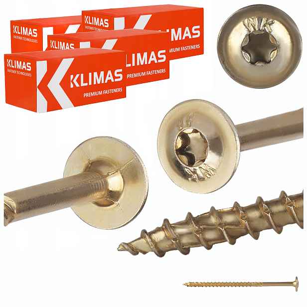 Tesařské vruty Torx 8x160 mm 100 ks talířové na dřevo Klimas Wkcp