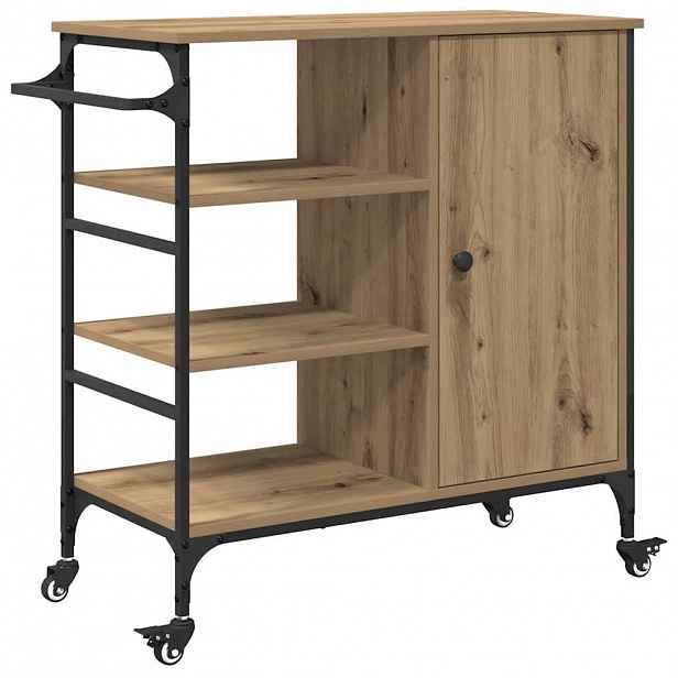 vidaXL Kuchyňský vozík Artisanový dub 87,5 x 39 x 84,5 cm