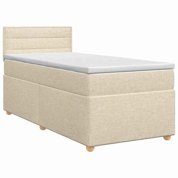 vidaXL Postel boxspring s matrací s čelo Krémová 80 x 200 cm Textil