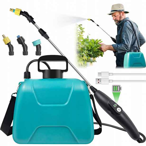 Elektrický Akumulátorový Postřikovač 8L Teleskopický 60 cm S 3 tryskami 2.2 Ah