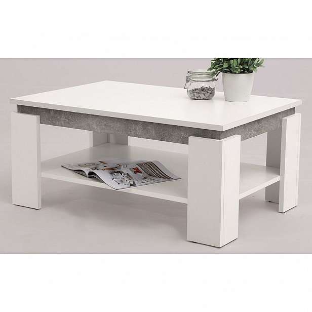 Konferenční stolek Tim 2, bílá/šedý beton