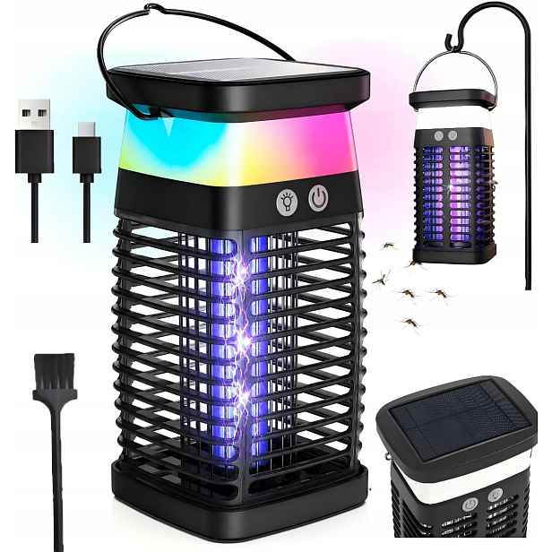 Solární insekticidní lampa proti komárům a octomilky vodotěsná 1500 V
