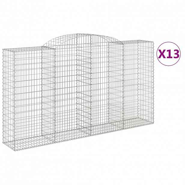 vidaXL Klenuté gabionové koše 13ks 300x50x160/180cm pozinkované železo