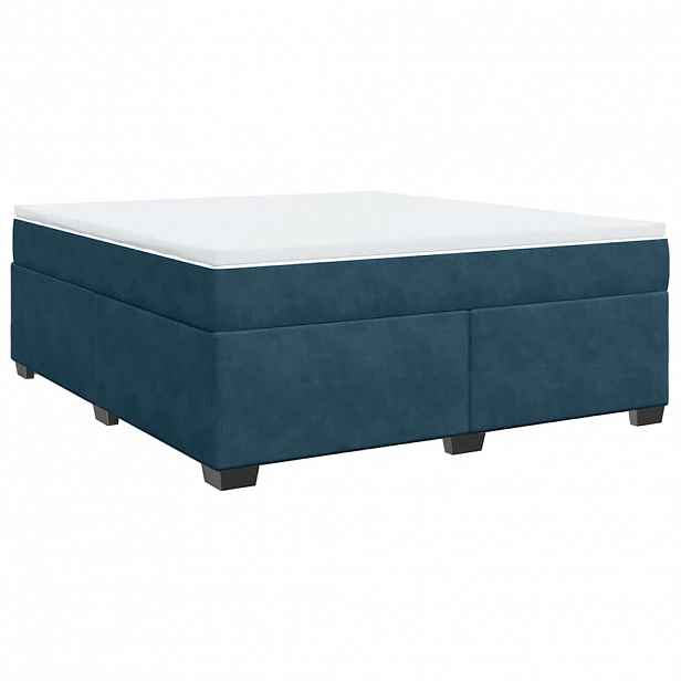 vidaXL Box spring postel s matrací tmavě modrá 180x200 cm samet