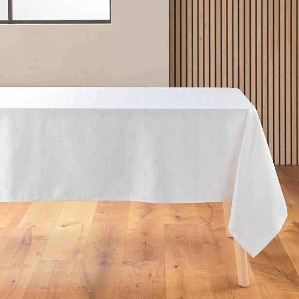 Béžový Žakárový Ubrus Na Stůl Se Stříbrným Zdobením Yarn 140 X 250 CM