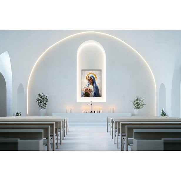 Plakát Matka Boží Marie Svatá S Květinami 75x100