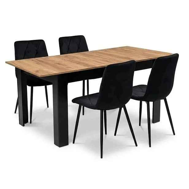 Rozkládací stůl Craft 120/160x80 4 čalouněné židle černé