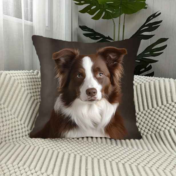 TEMU 1ks Povlak na polštář, Border Collie, Moderní styl, Pratelný v pračce, Zapínání na zip, , Dekorační povlak na polštář do domácnosti, obývacího