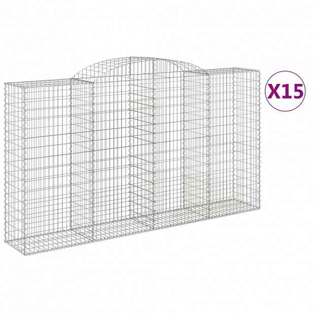 vidaXL Klenuté gabionové koše 15ks 300x50x160/180cm pozinkované železo