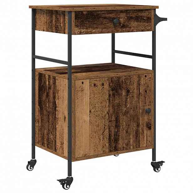 vidaXL Kuchyňský vozík Staré dřevo 56 x 43 x 89,5 cm Kompozitní dřevo