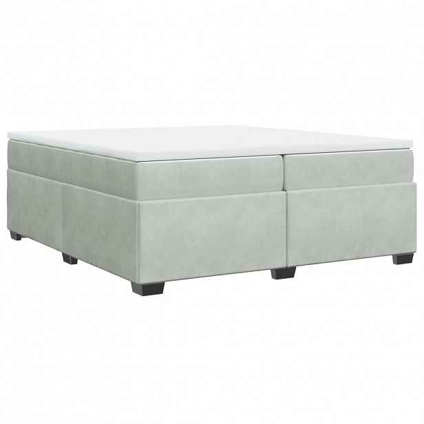 vidaXL Box spring postel s matrací světle šedá 200x200 cm samet