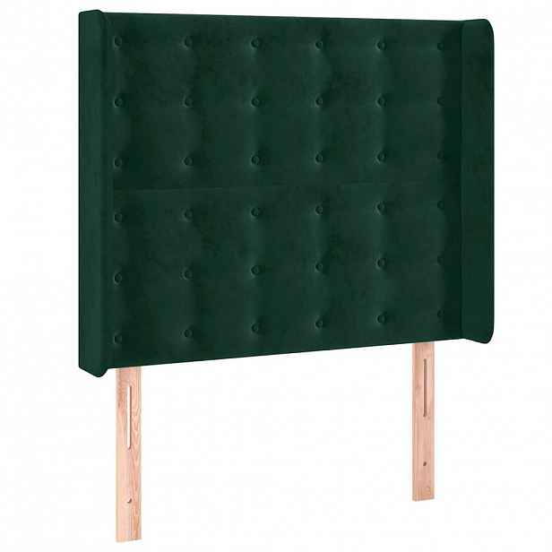 vidaXL Čelo postele typu ušák tmavě zelené 93x16x118/128 cm samet