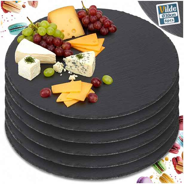 6 x Podnos Kamenná deska podnos na pochutiny a dezerty ze sushi, sýr a uzeniny 30 cm
