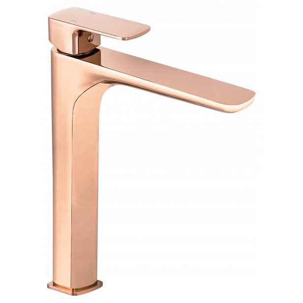 Cubic Vysoká Zlatá Rosegold Umyvadlová Baterie