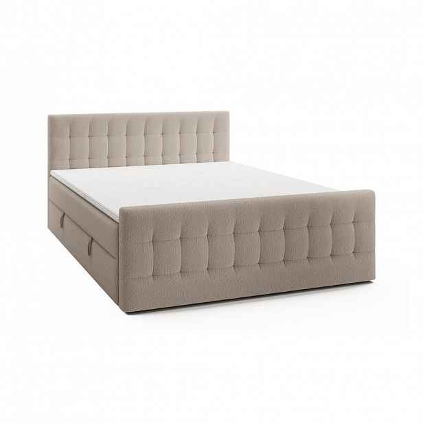 Fedve BOXSPRINGOVÁ POSTEL YAZO ROYAL 160x200 cm, Béžová