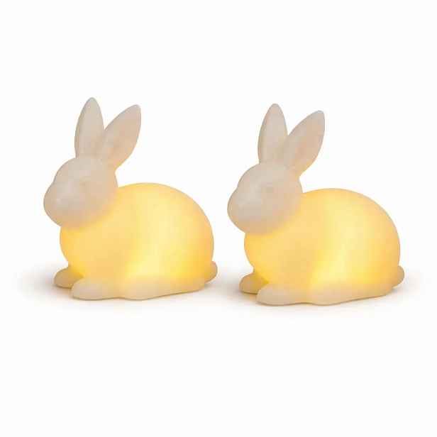 LED svíčky z pravého vosku na baterky, králík, 10 × 10 × 5,5 cm, bílá, sada 2 ks, CR2032