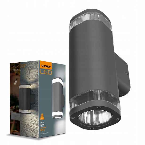 Nástěnná lampa Led fasádní lampa Videx 30W oboustranná GU10 IP54 grafit