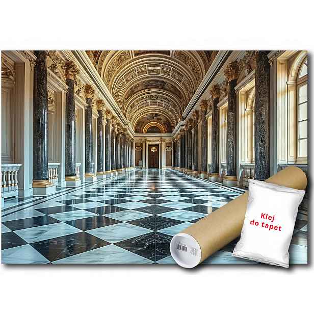 Vinylová Fototapeta Interiér Chodba Sál Sloupy Mramor Zlato 254x184