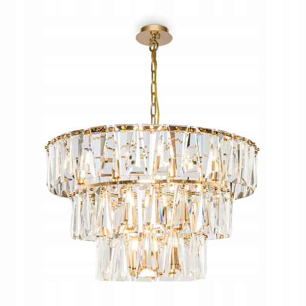 Závěsná lampa lustr křišťálový glamour zlatý kulatý 77 cm Maytoni