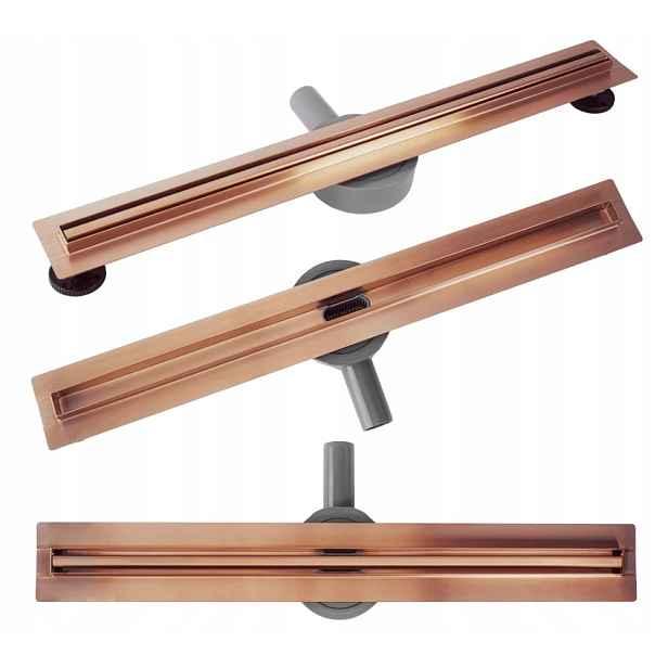 Lineární odtok Neox Slim Pro, kartáčovaná měď, délka 900 mm