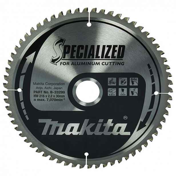 Makita - Pilový kotouč na hliník, 216x30 mm, 64 zubů B-33299