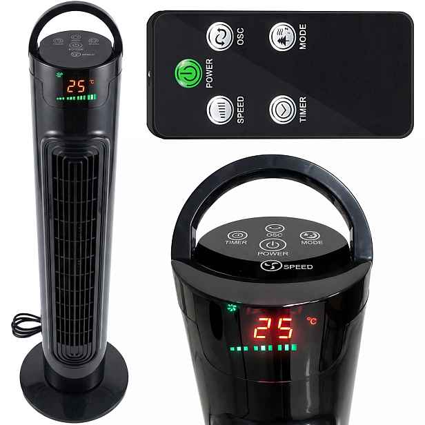 Sloupový Ventilátor Vertikální Pokojový Tichý Dálkový Ovladač Časovač Oscilace 88CM 45W