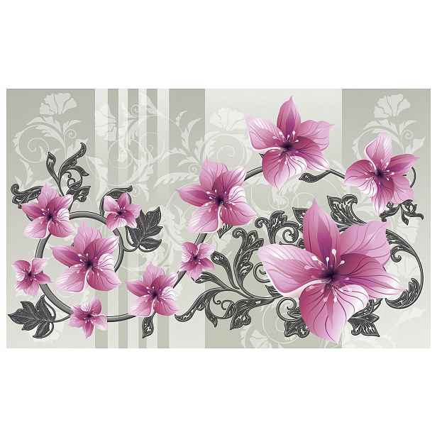 Vliesová fototapeta Květiny růžové Pastelové Ornamenty 300x210 lepidlo