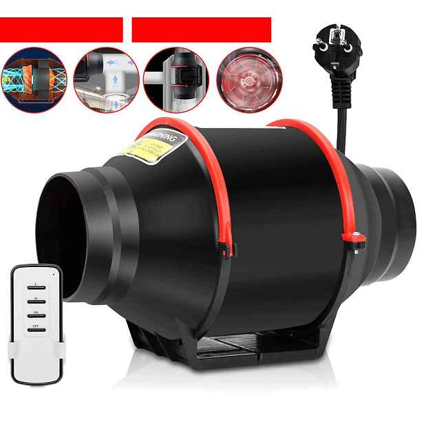 Odsávací Kanálový Ventilátor 100 MM S Tichým Dálkovým Ovládáním 30 Db 310 M3/H IP44 40W