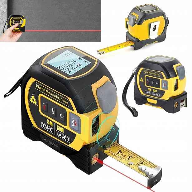 Měřič 5 m laserem 3v1 metr digitální laserový dálkoměr svinovací metr 60 m