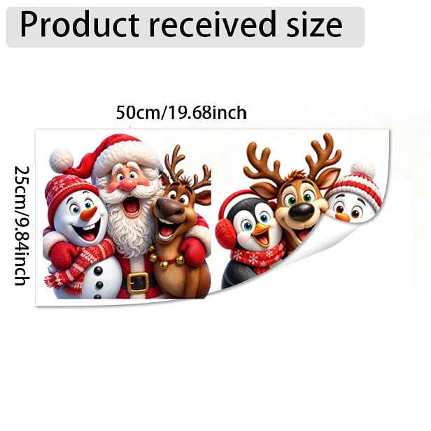 TEMU 2D ploché - 2D ploché - 2D ploché tisk Vánoční postavičky okenní samolepky, Vzácná šťastná fotografie, Sněhulák Santa Reindeer, Tučňák Reindeer