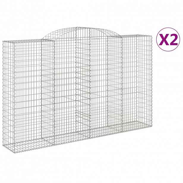 vidaXL Klenuté gabionové koše 2 ks 300x50x180/200cm pozinkované železo