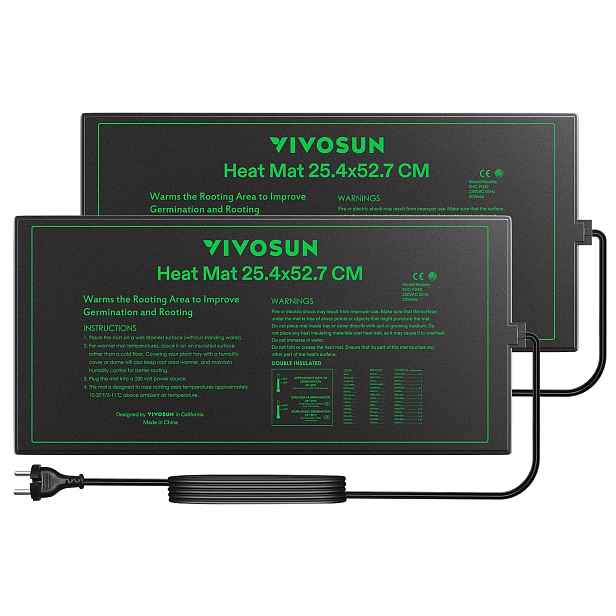 Vyhřívací podložka 52x25 cm Vivosun Durable, vodotěsná, 2 kusy, hydroponická