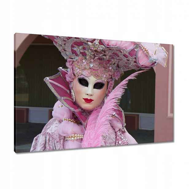 Obrazy 90x60 Růžová karnevalová maska