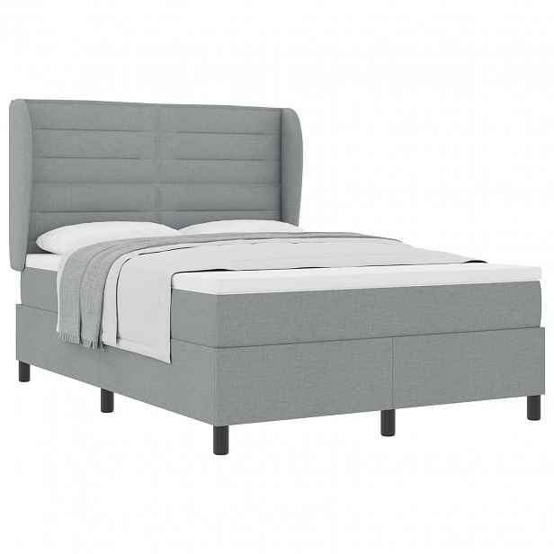 vidaXL Postel s boxspringem s matrací Světle šedá 140 x 190 cm textil