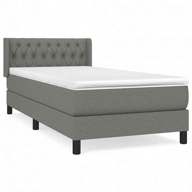 vidaXL Box spring postel s matrací tmavě šedá 90x190 cm textil