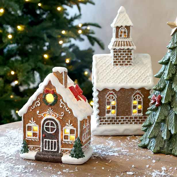 Perníkový domeček Gingerbread Noël LED – 10*7*13 cm / 2xAA Chic Antique