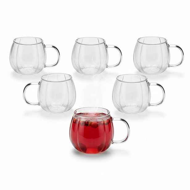 Relaxdays HRNKY Transparentní 6dílná-sada borosilikátové sklo 400 ml