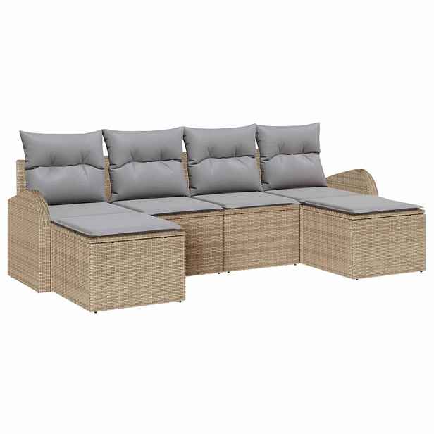 vidaXL Set pohovek 6 ks Beige a světle šedá polyratan