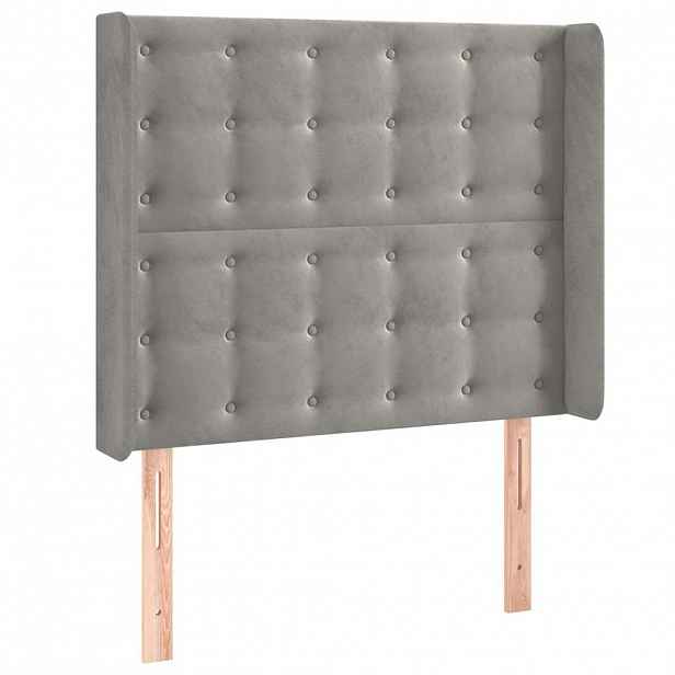 vidaXL Čelo postele typu ušák světle šedé 103x16x118/128 cm samet