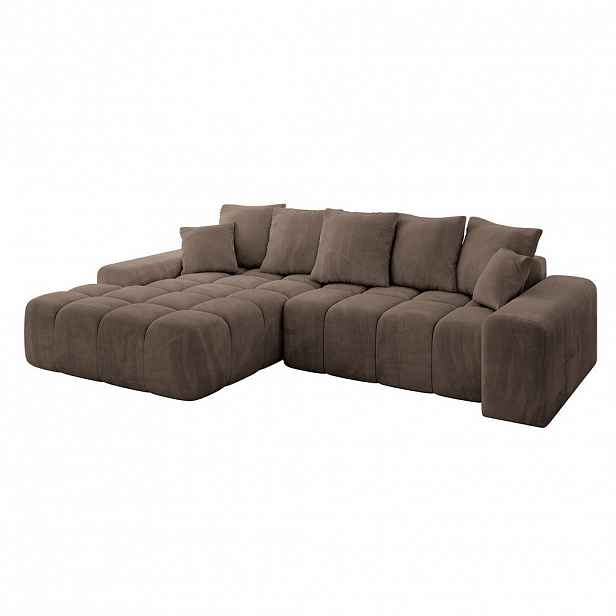 ALTDECOR ROHOVÁ SEDACÍ SOUPRAVA s otomanem vlevo ENSI-L – 267 x 164 x 69 cm, hnědá