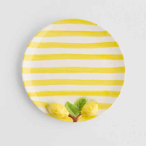Butlers HOME & YOU Talíř citrony 26 cm - žlutá/bílá