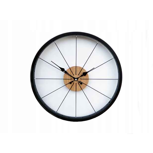 Nástěnné kovové hodiny Loft na kolo – rustikální kolo 42 cm – tiché
