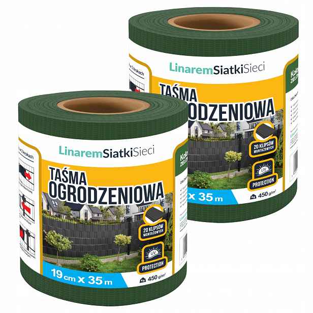 Stínící Panelové Pásy Zelená 19 cm x 35 m Kryt Na Oplocení Uv Sada 2 ks