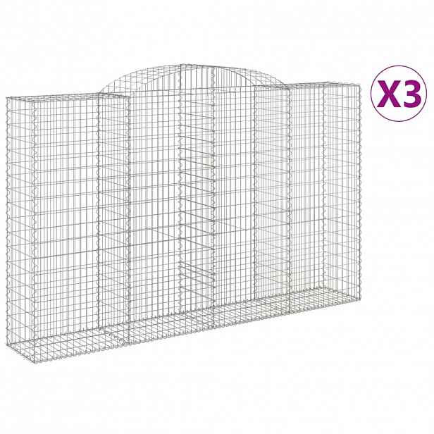vidaXL Klenuté gabionové koše 3 ks 300x50x180/200cm pozinkované železo