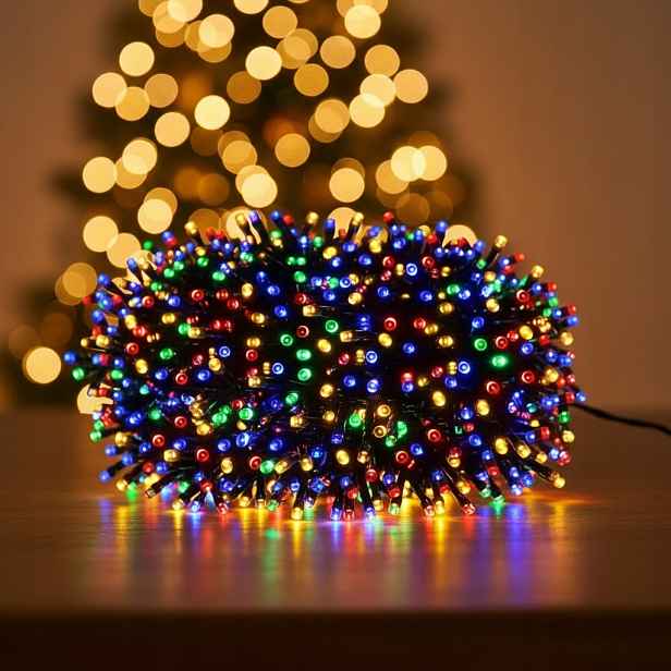 Vánoční Osvětlení Na Stromeček 1000 Led 70 m Barevný Flash Zelený Kabel Šňůra Dlouhá