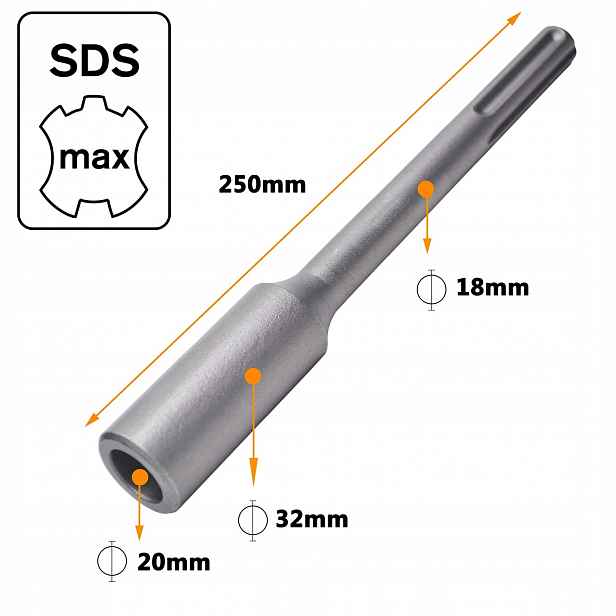 Korunka 250 mm pro Betonu Sds-max Vrták Korunkový Vrták