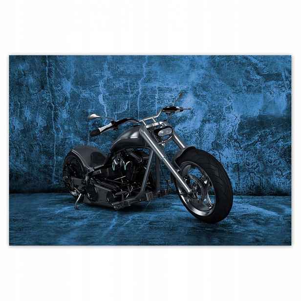 Plakáty 185x125 Modrá stěna Motocykl