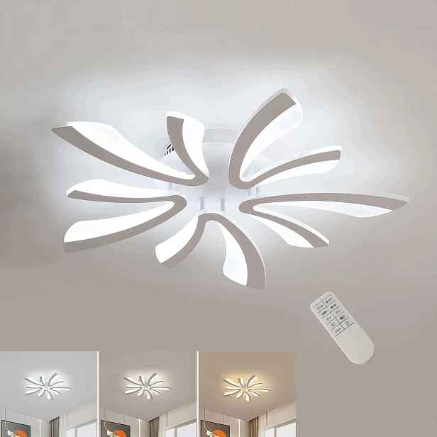 Stropní Led svítidlo závěsné bílé moderní lustr 48W s dálkovým ovládáním