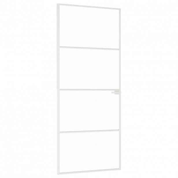 vidaXL Interiérové dveře bílé 83x201,5 cm tvrzené sklo a hliník úzké
