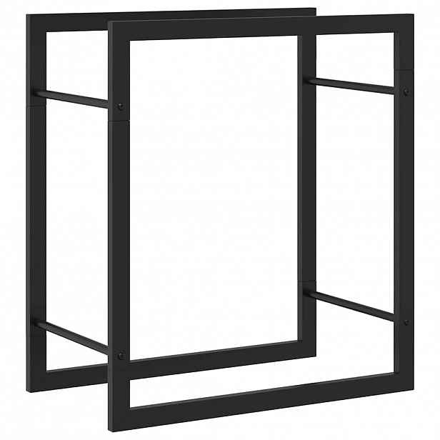 vidaXL Stojan na palivové dřevo matný černý 50 x 28 x 56 cm ocel